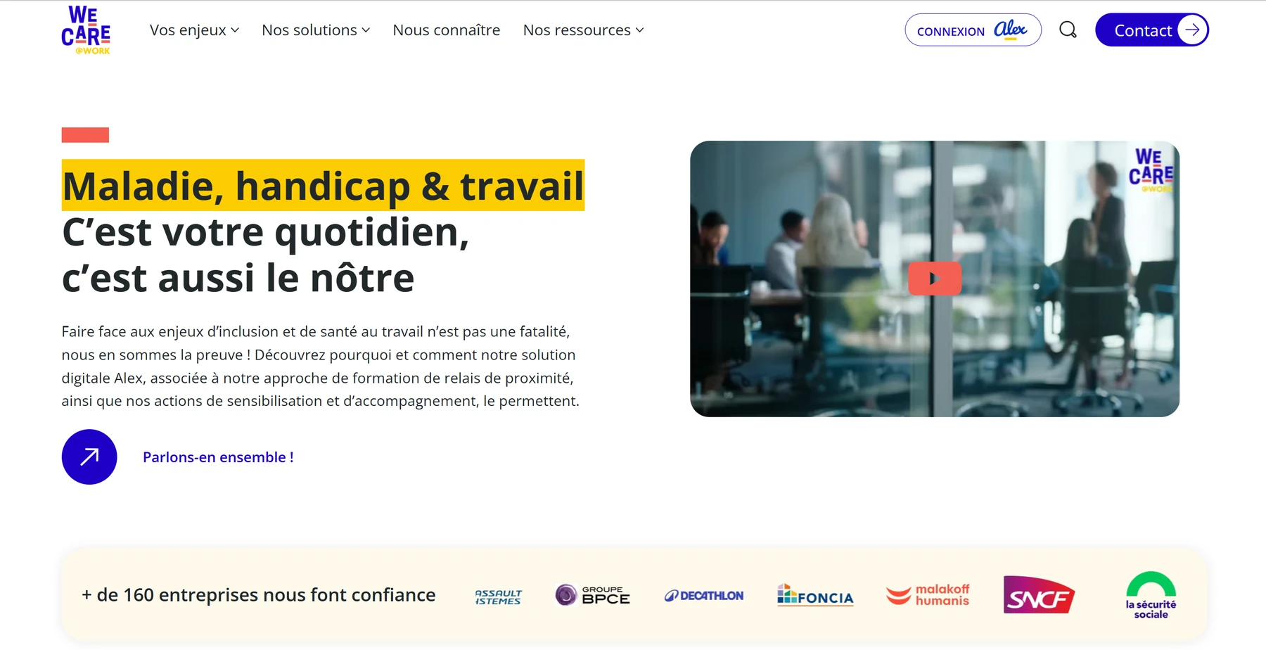 Site Wecare@work dédié à la santé au travail